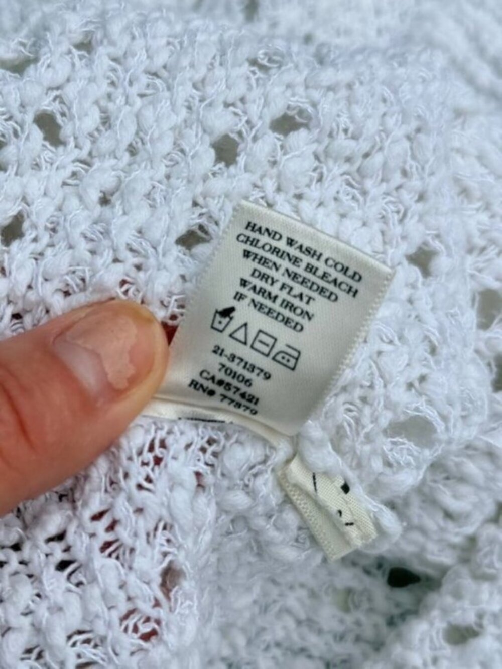 Ann Taylor White Open Knit Crochet Sweater Top Size Small Petite Cotton Blend - Picture 7 of 8